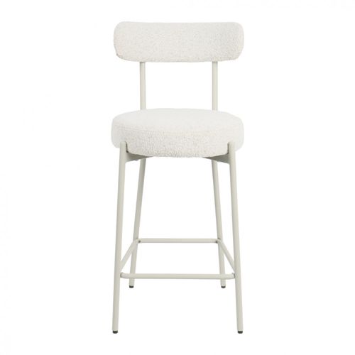 Tabouret De Bar En Tissu Bouclette Pieds Grèges H65cm