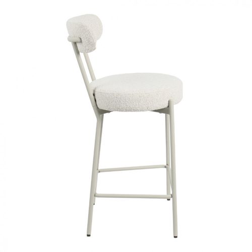 Tabouret De Bar En Tissu Bouclette Pieds Grèges H65cm