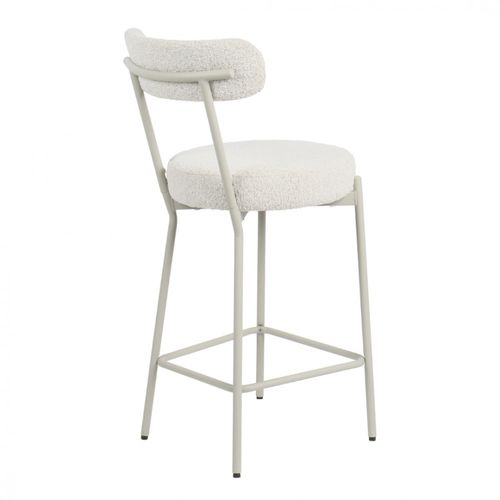 Tabouret De Bar En Tissu Bouclette Pieds Grèges H65cm