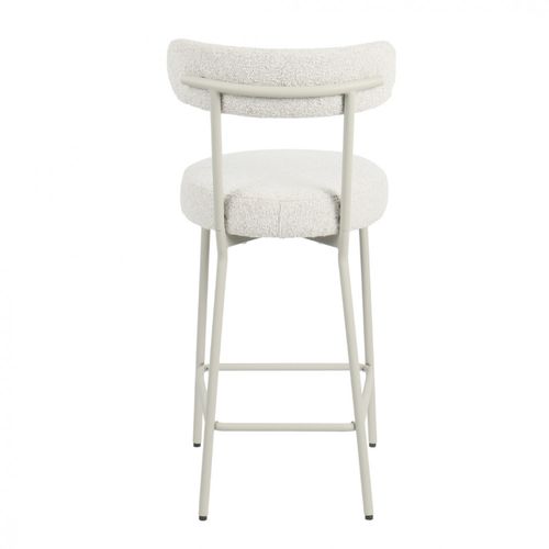 Tabouret De Bar En Tissu Bouclette Pieds Grèges H65cm