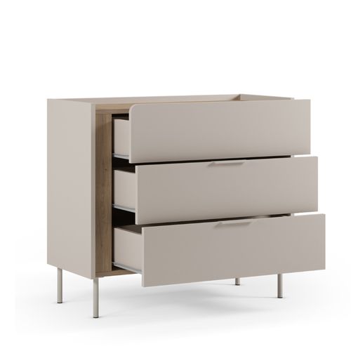 Commode 3 Tiroirs En Bois Et Métal