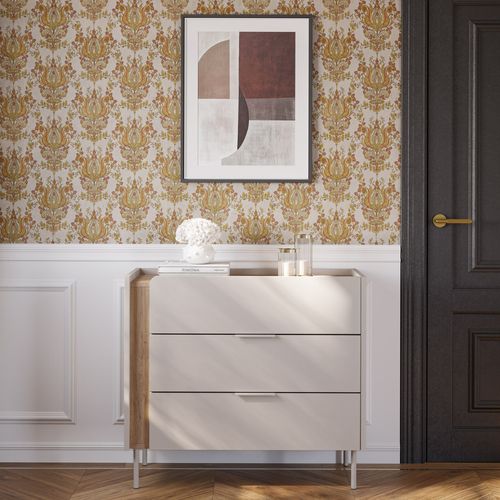 Commode 3 Tiroirs En Bois Et Métal