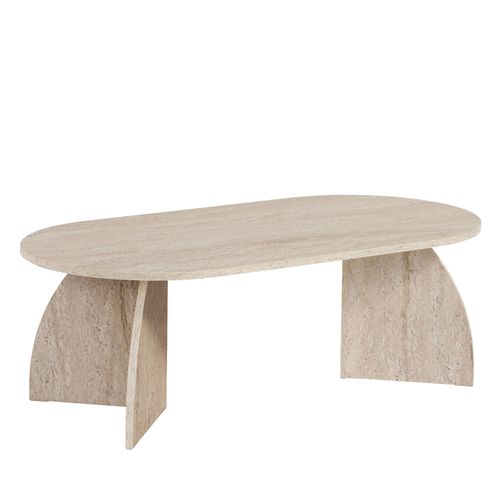 Table Basse Ovale Effet Travertin 120x60cm