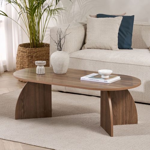 Table Basse Ovale En Bois 120x60cm