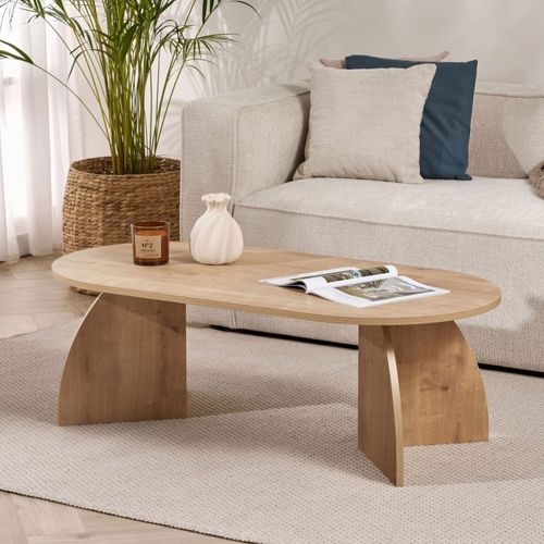 Table Basse Ovale En Bois 120x60cm