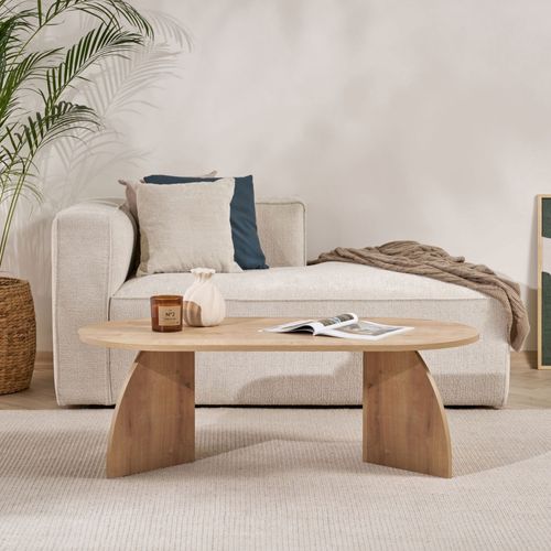 Table Basse Ovale En Bois 120x60cm