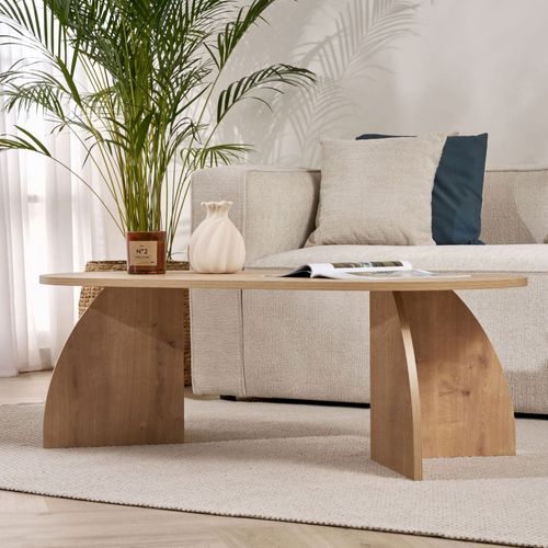 Table Basse Ovale En Bois 120x60cm