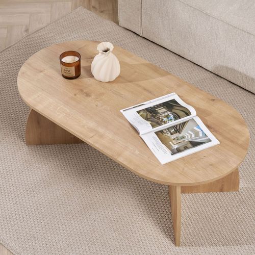 Table Basse Ovale En Bois 120x60cm