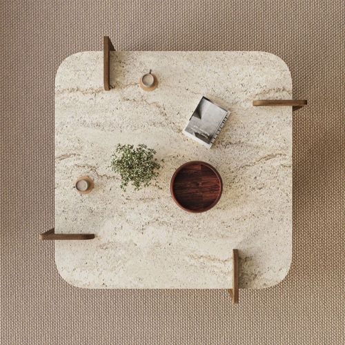 Table Basse En Bois Et Effet Marbre 90x90cm