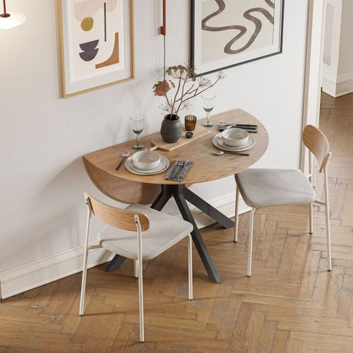 Table à Manger Pliante 4 Personnes Ronde En Bois Et Métal