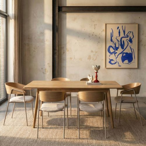 Lot De 2 Fauteuils De Table En Tissu, Bois Et Métal