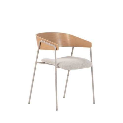 Lot De 2 Fauteuils De Table En Tissu, Bois Et Métal