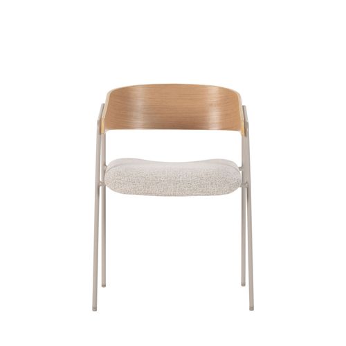Lot De 2 Fauteuils De Table En Tissu, Bois Et Métal