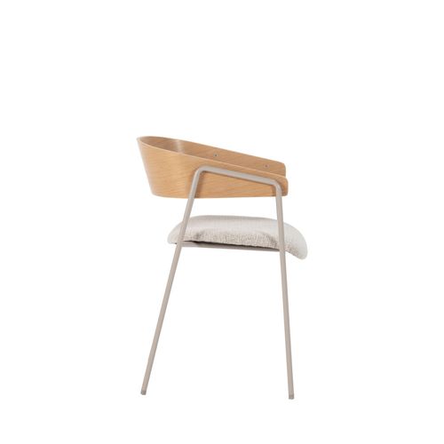 Lot De 2 Fauteuils De Table En Tissu, Bois Et Métal