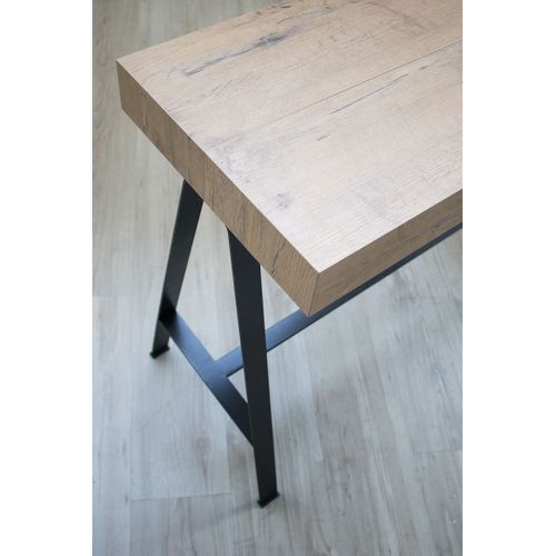 Console Extensible 90x40/196 Cm Banco Small Chêne Nature Cadre Anthracite