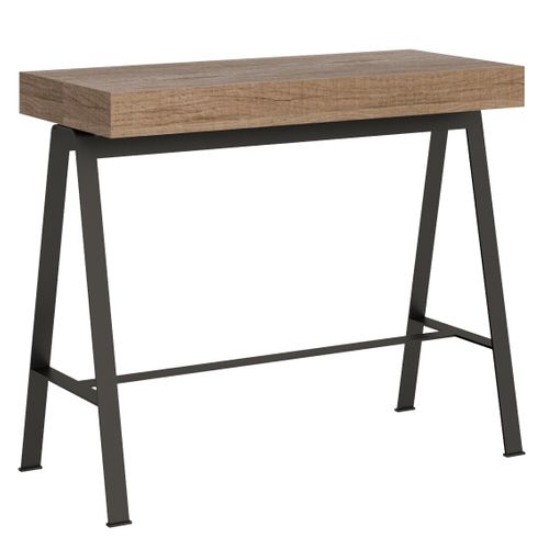 Console Extensible 90x40/196 Cm Banco Small Chêne Nature Cadre Anthracite