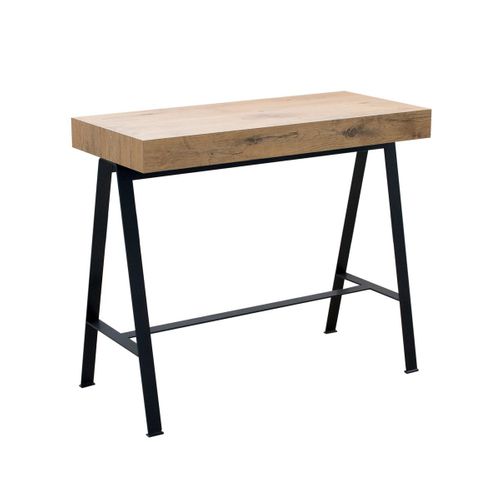 Console Extensible 90x40/196 Cm Banco Small Chêne Nature Cadre Anthracite