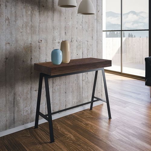 Console Extensible 90x40/196 Cm Banco Small Noyer Cadre Anthracite