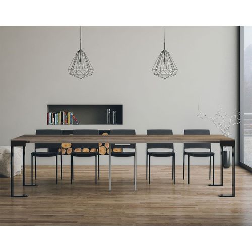 Console Extensible 90x40/196 Cm Banco Small Noyer Cadre Anthracite