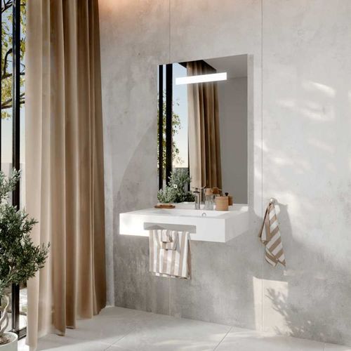 Lea 70 Cm Plan Vasque Suspendu Avec Miroir LED Eleg Plus Ht105