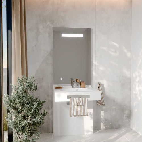 Meuble Lea 70 Cm Avec Plan Vasque Et Miroir LED Eleg Plus Ht105