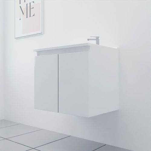 Meuble Salle De Bain Suspendu 60 Cm Proline- Blanc- Résine