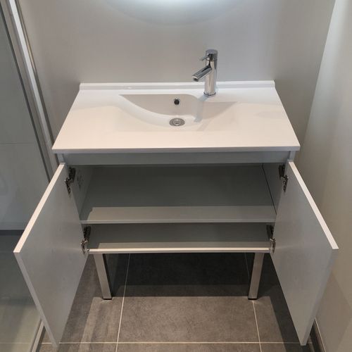 Meuble Salle De Bain Suspendu 60 Cm Proline- Blanc- Résine