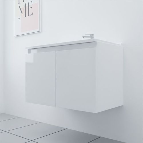 Meuble Salle De Bain Suspendu 80 Cm Proline- Blanc- Résine