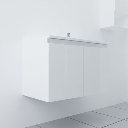 Meuble Salle De Bain Suspendu 80 Cm Proline- Blanc- Résine