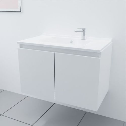 Meuble Salle De Bain Suspendu 80 Cm Proline- Blanc- Résine