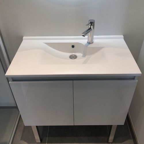 Meuble Salle De Bain Suspendu 80 Cm Proline- Blanc- Résine