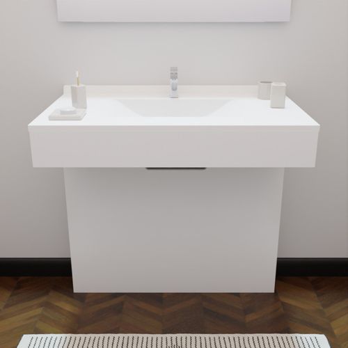 Meuble Simple Vasque Pmr Epure 90 Cm - Blanc Brillant