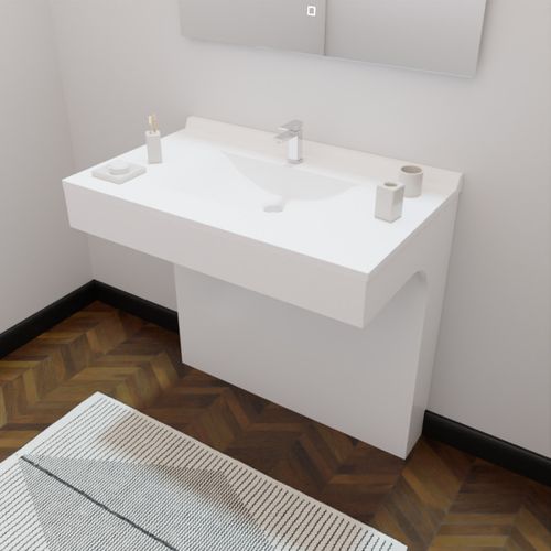 Meuble Simple Vasque Pmr Epure 90 Cm - Blanc Brillant