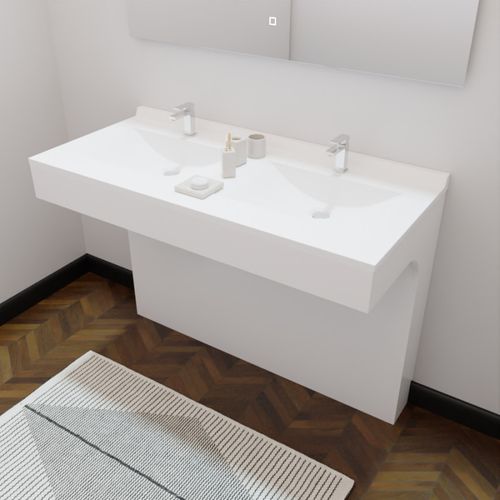 Meuble Double Vasque Pmr Epure 120 Cm - Blanc Brillant