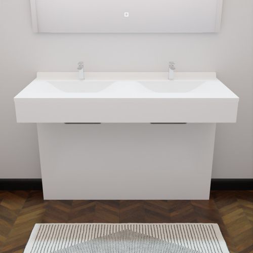 Meuble Double Vasque Pmr Epure 120 Cm - Blanc Brillant