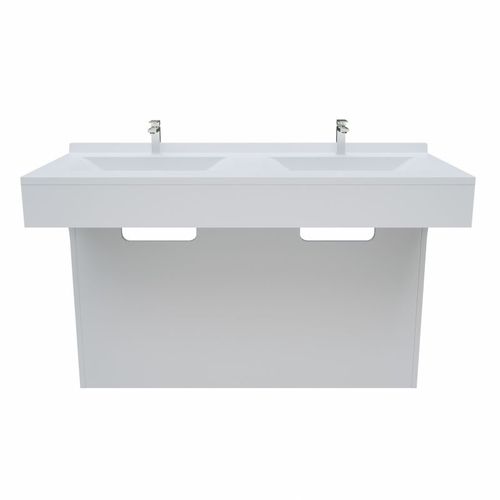 Meuble Double Vasque Pmr Epure 120 Cm - Blanc Brillant