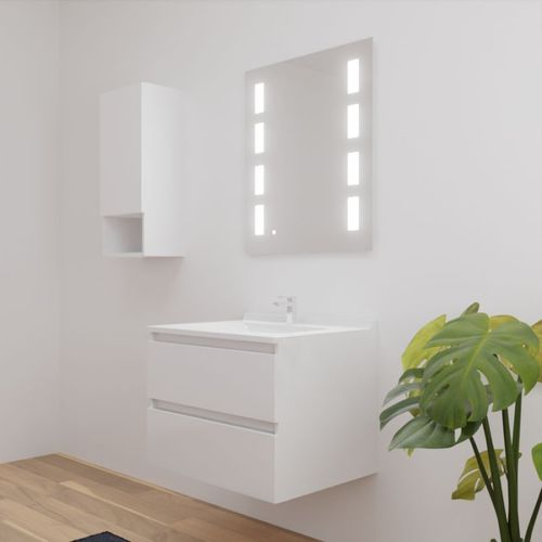 Meuble Salle De Bain Arlequin 70 Cm Avec Miroir Prestige-blanc-blanc