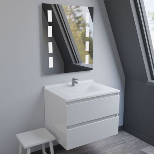 Meuble Salle De Bain Arlequin 70 Cm Avec Miroir Prestige-blanc-blanc