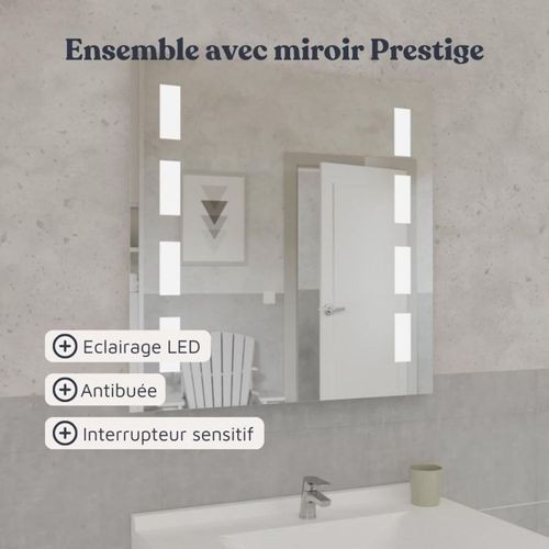 Meuble Salle De Bain Arlequin 70 Cm Avec Miroir Prestige-blanc-blanc