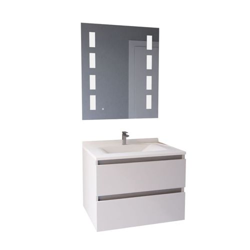 Meuble Salle De Bain Arlequin 70 Cm Avec Miroir Prestige-blanc-gris