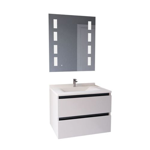 Meuble Salle De Bain Arlequin 70 Cm Avec Miroir Prestige-blanc-noir