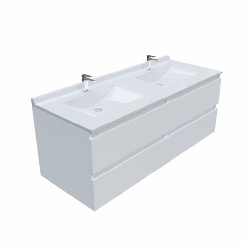 Meuble Double Vasque Arlequin 140 Cm-blanc-blanc