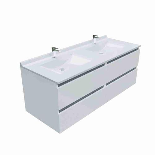 Meuble Double Vasque Arlequin 140 Cm-blanc-gris