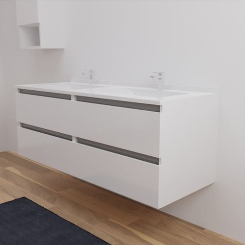 Meuble Double Vasque Arlequin 140 Cm-blanc-gris