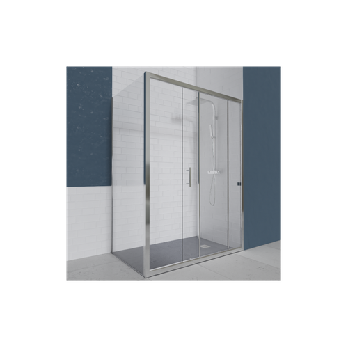Paroi De Douche D'angle Avec Porte Coulissante + Retour Fixe Nerina - 120x80 Cm