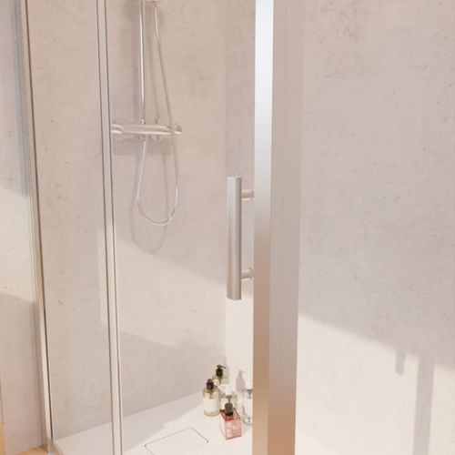 Paroi De Douche D'angle Avec Porte Coulissante + Retour Fixe Nerina - 120x80 Cm