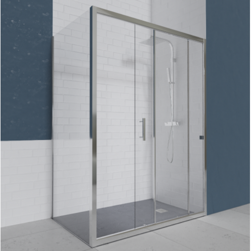 Paroi De Douche D'angle Avec Porte Coulissante + Retour Fixe Nerina - 120x90 Cm