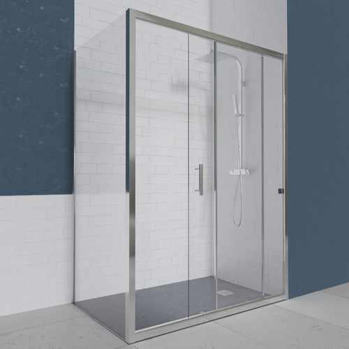 Paroi De Douche D'angle Avec Porte Coulissante + Retour Fixe Nerina - 170x80 Cm