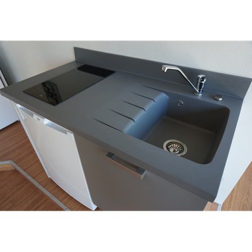 Plan De Travail Monobloc Planiquartz Avec Évier - 120 Cm - Cromo - Évier à Droite - Non