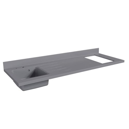 Plan De Travail Monobloc Planiquartz Avec Évier - 180 Cm - Cromo - Évier à Gauche - Non